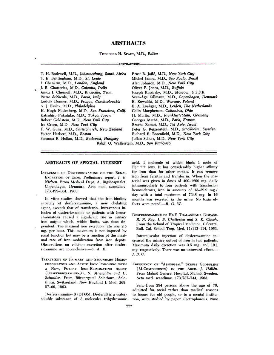 First page of ABSTRACTS