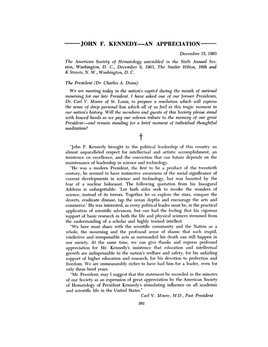 First page of JOHN F. KENNEDY—AN APPRECIATION