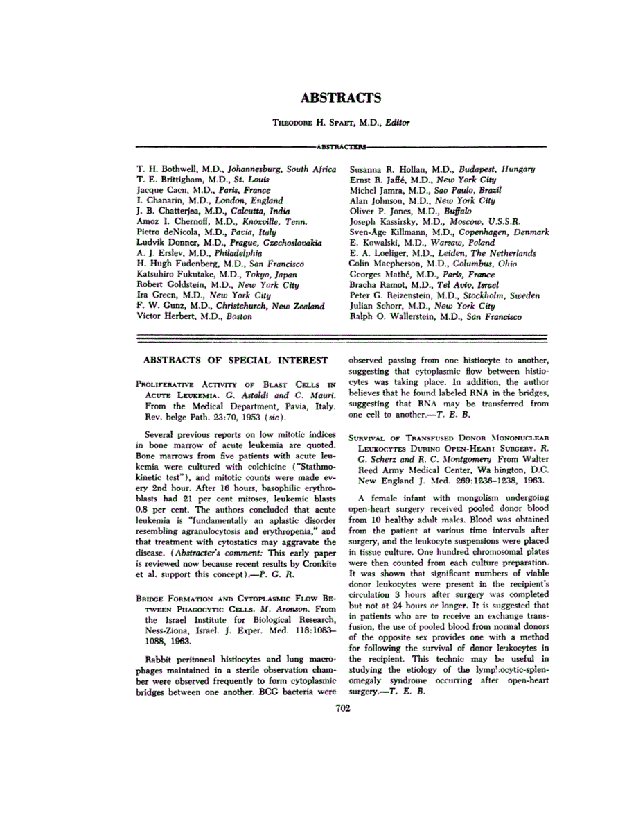 First page of ABSTRACTS