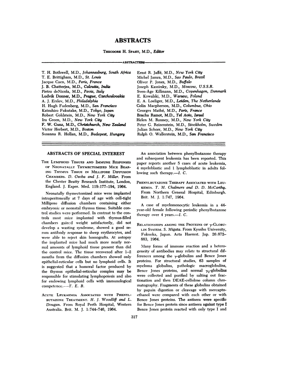 First page of ABSTRACTS