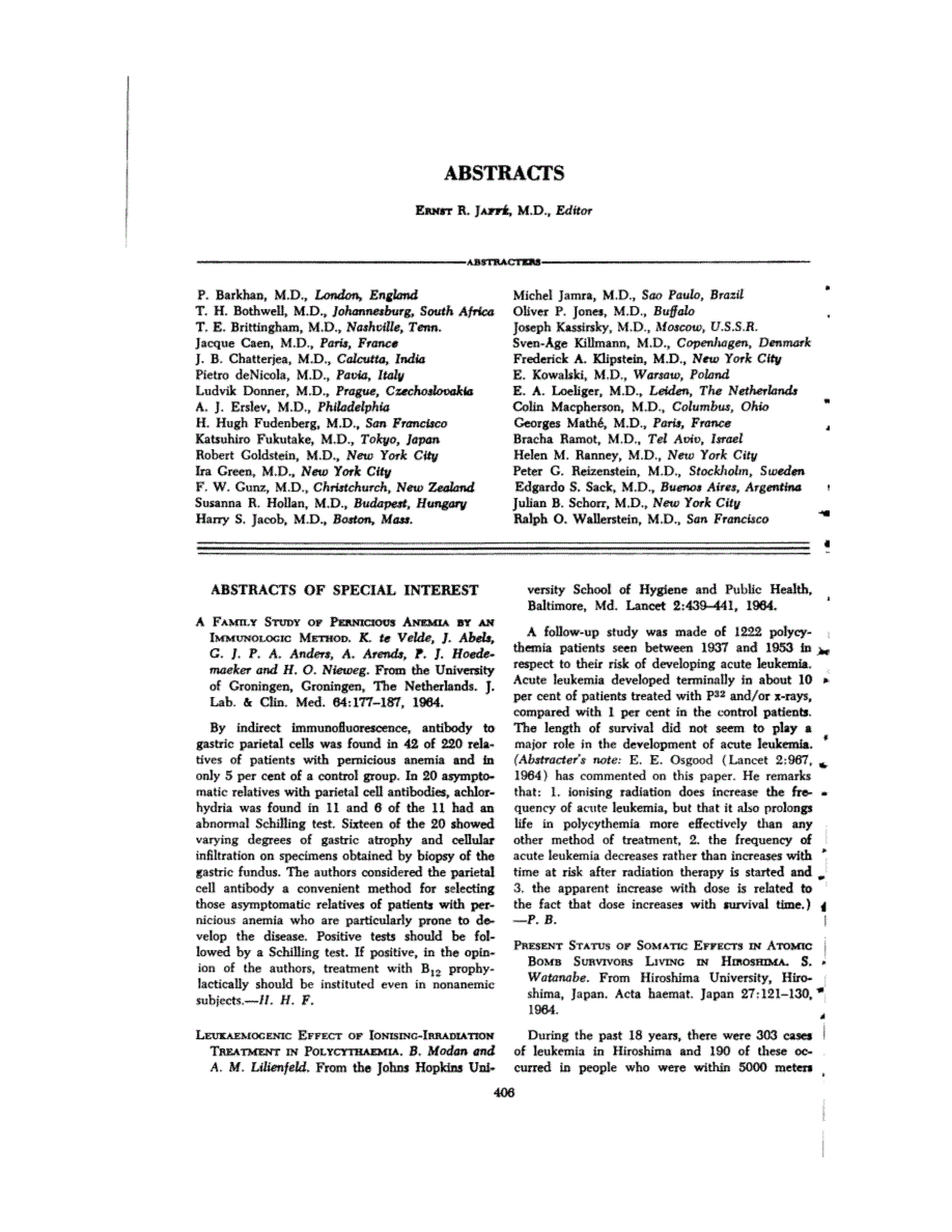 First page of ABSTRACTS