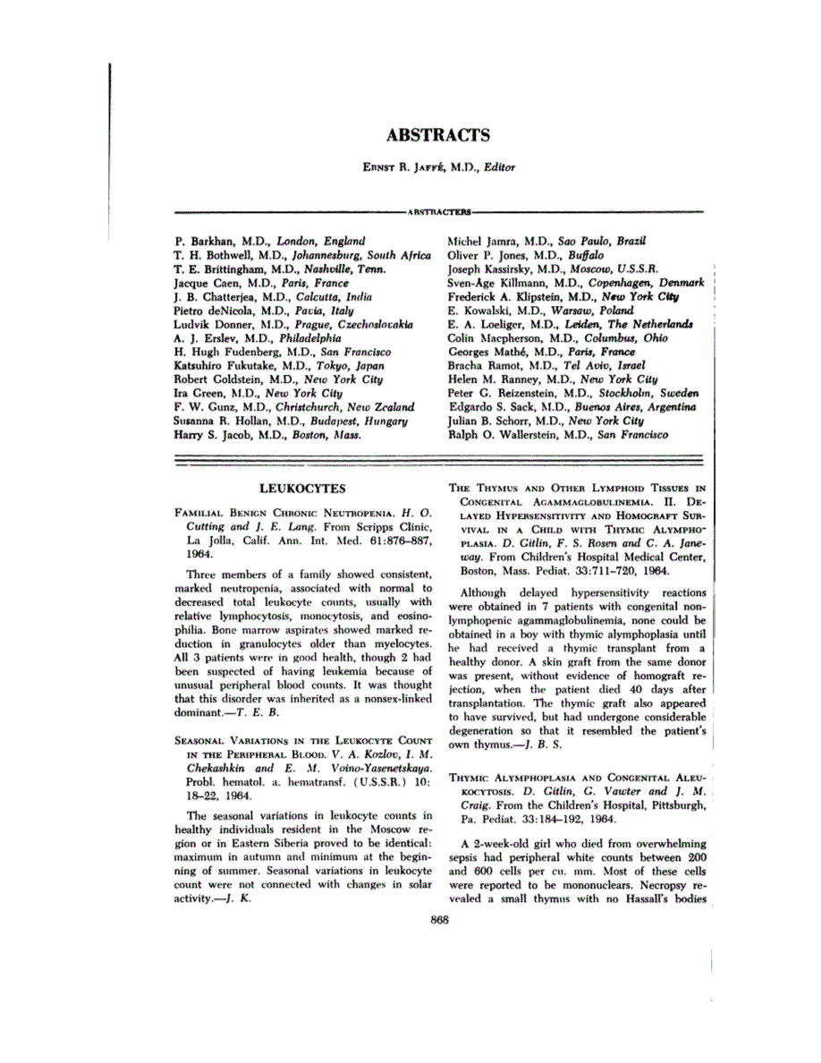First page of ABSTRACTS