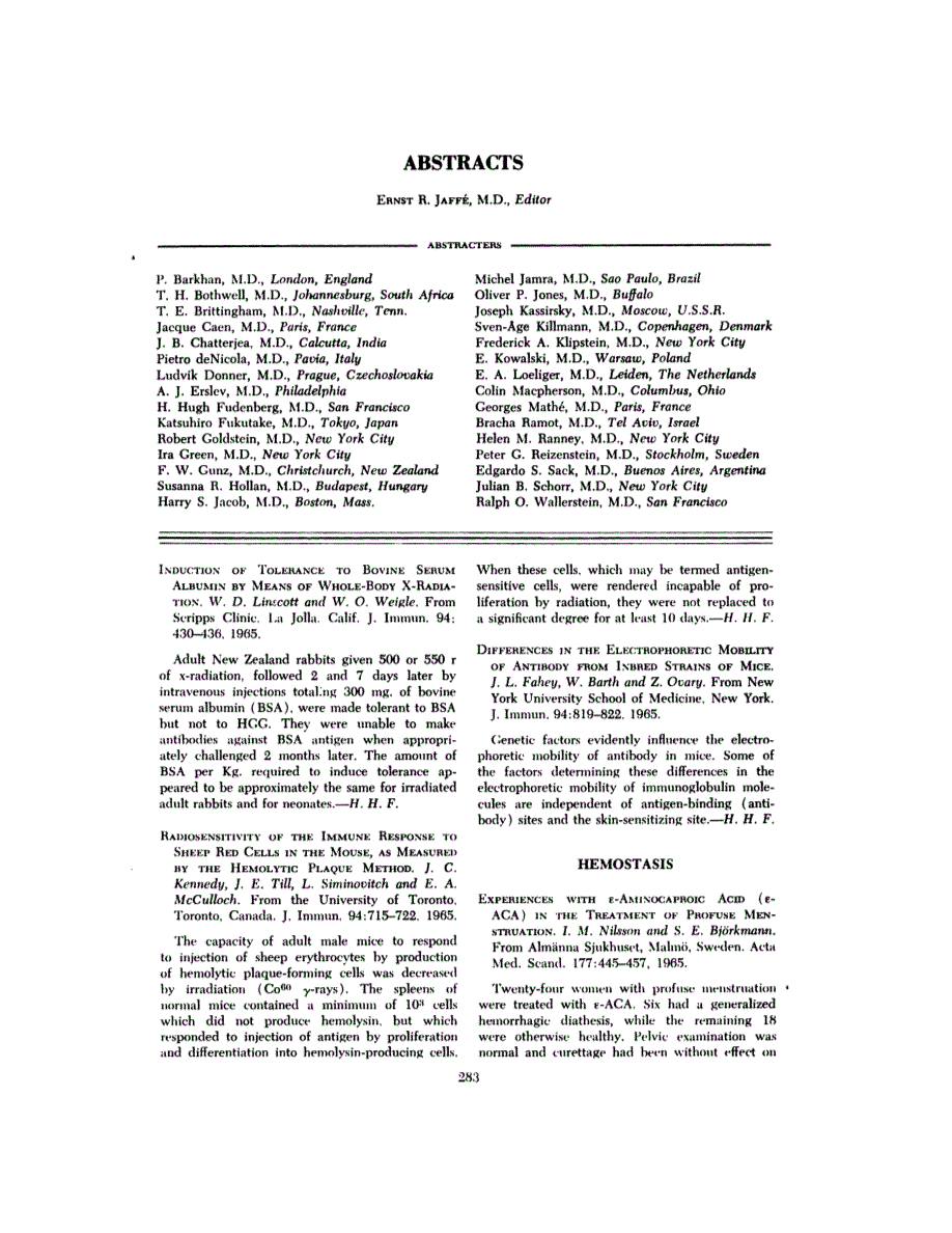 First page of ABSTRACTS