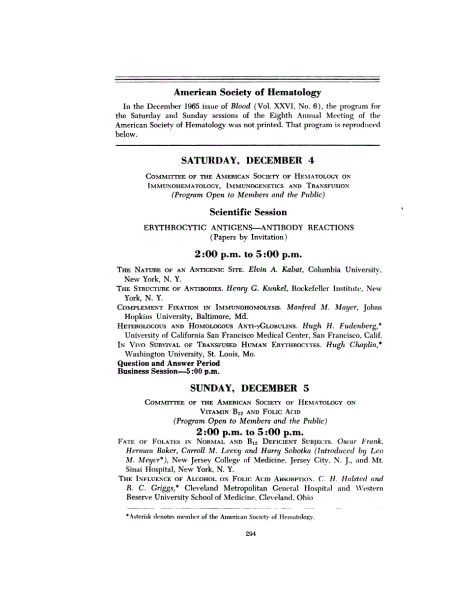 First page of American Society of Hematology