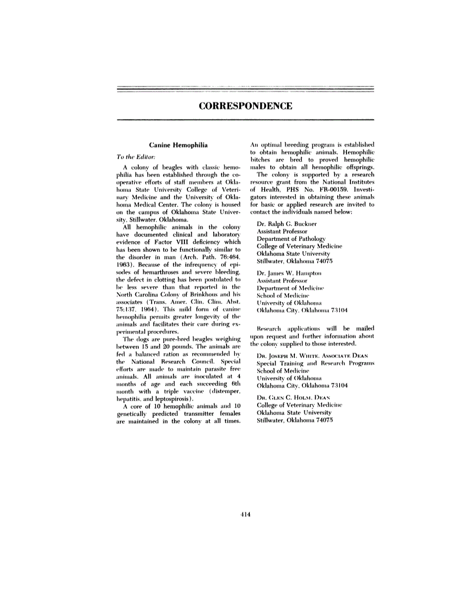 First page of CORRESPONDENCE