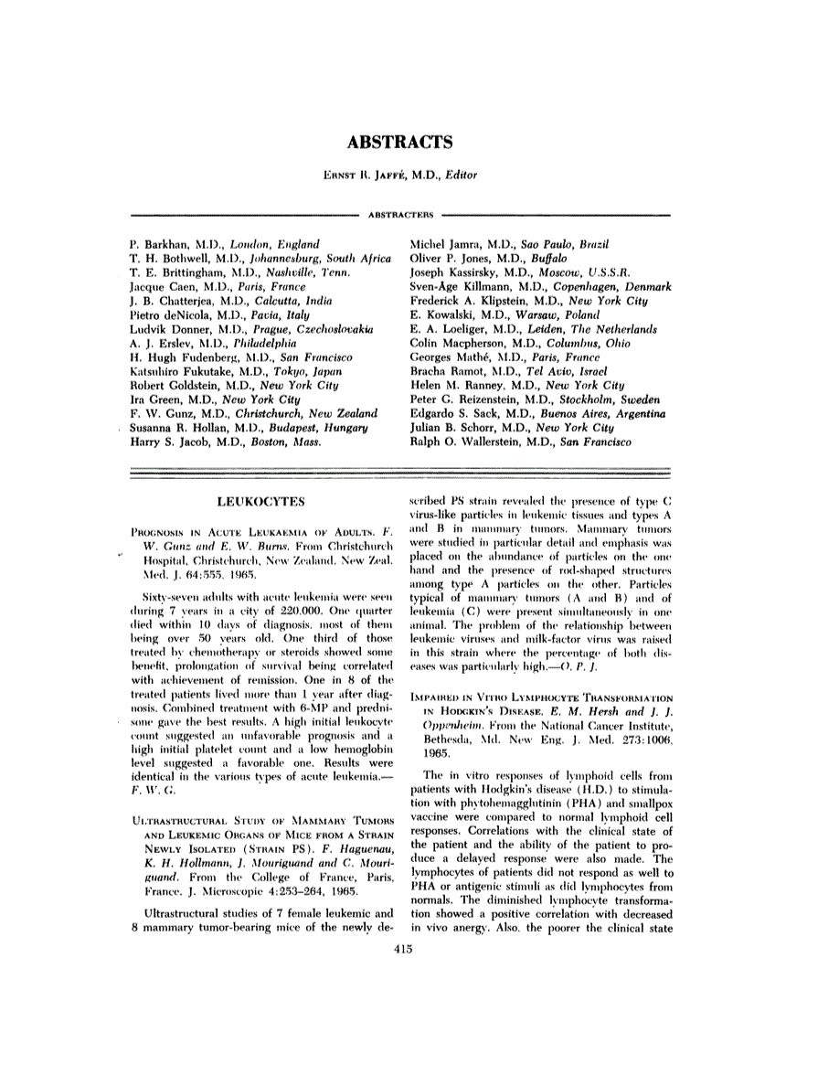 First page of ABSTRACTS