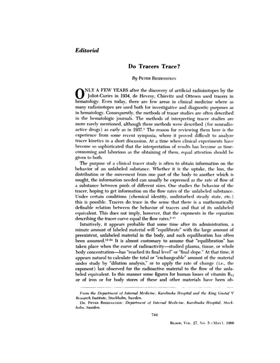 First page of Editorial: Do Tracers Trace?