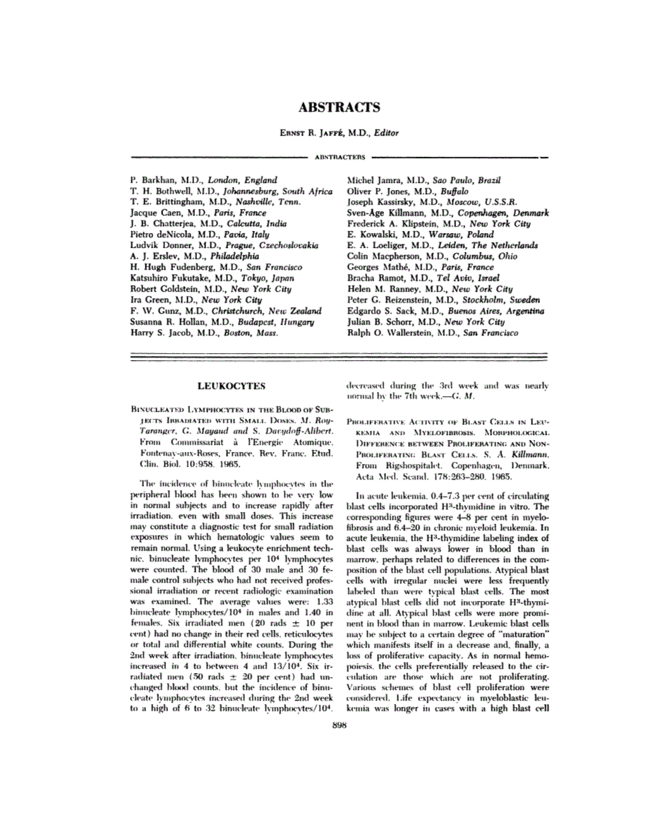 First page of ABSTRACTS