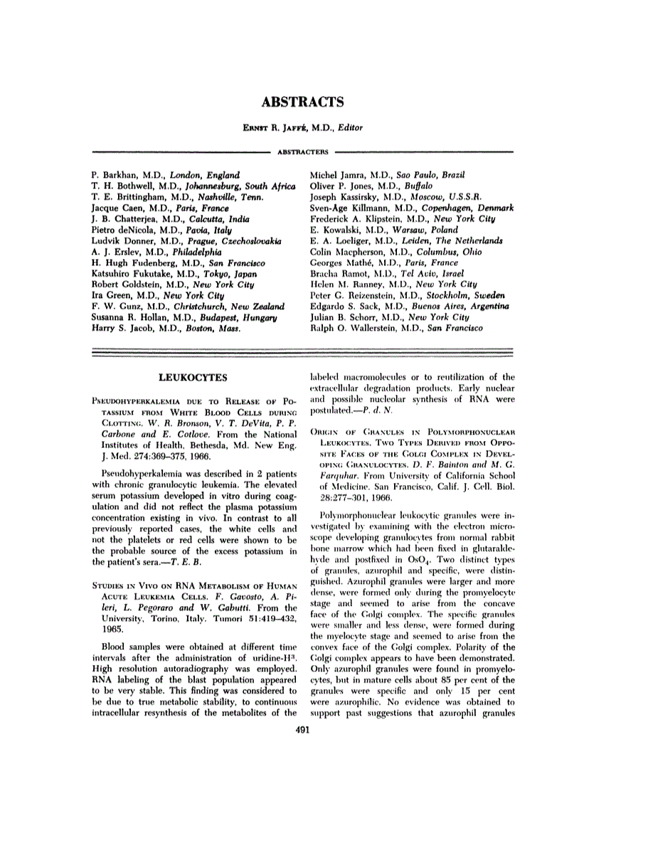 First page of ABSTRACTS