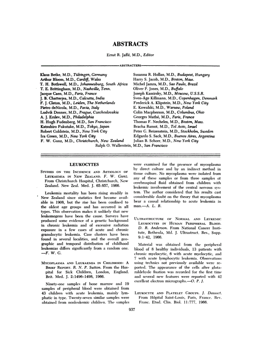 First page of ABSTRACTS