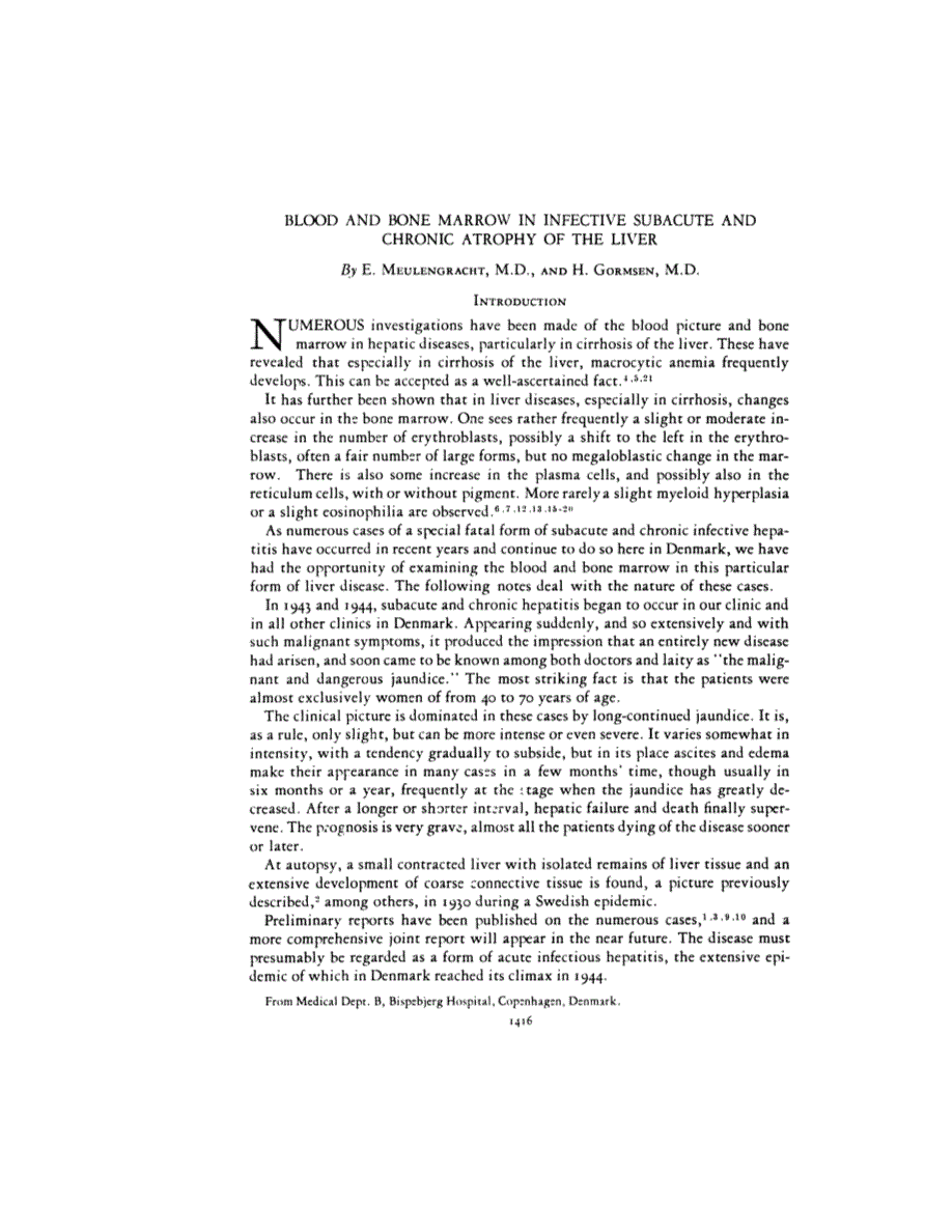 First page of BLOOD AND BONE MARROW IN INFECTIVE SUBACUTE AND CHRONIC ATROPHY OF THE LIVER