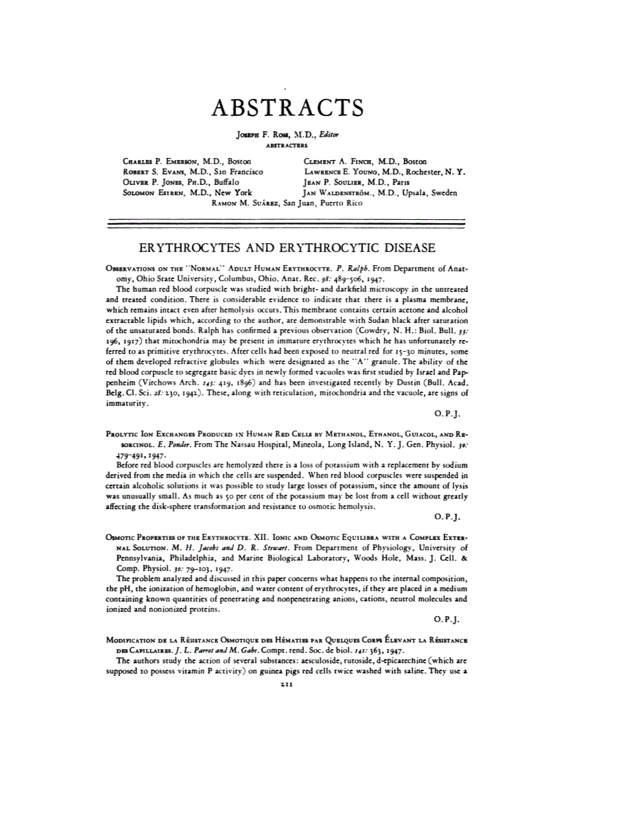 First page of ABSTRACTS
