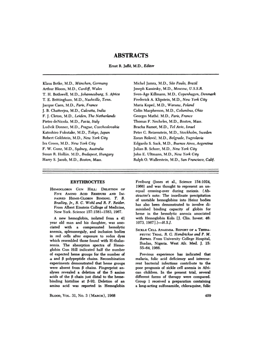 First page of ABSTRACTS