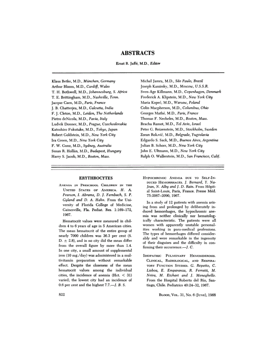 First page of ABSTRACTS