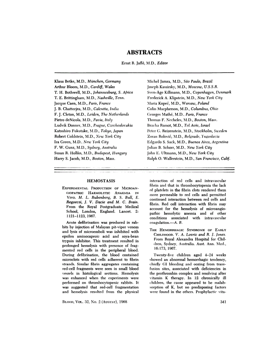 First page of ABSTRACTS