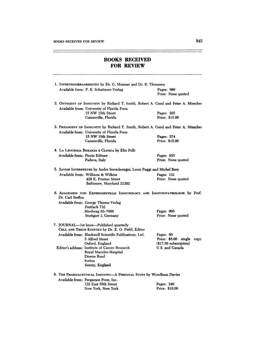First page of BOOKS RECEIVED FOR REVIEW