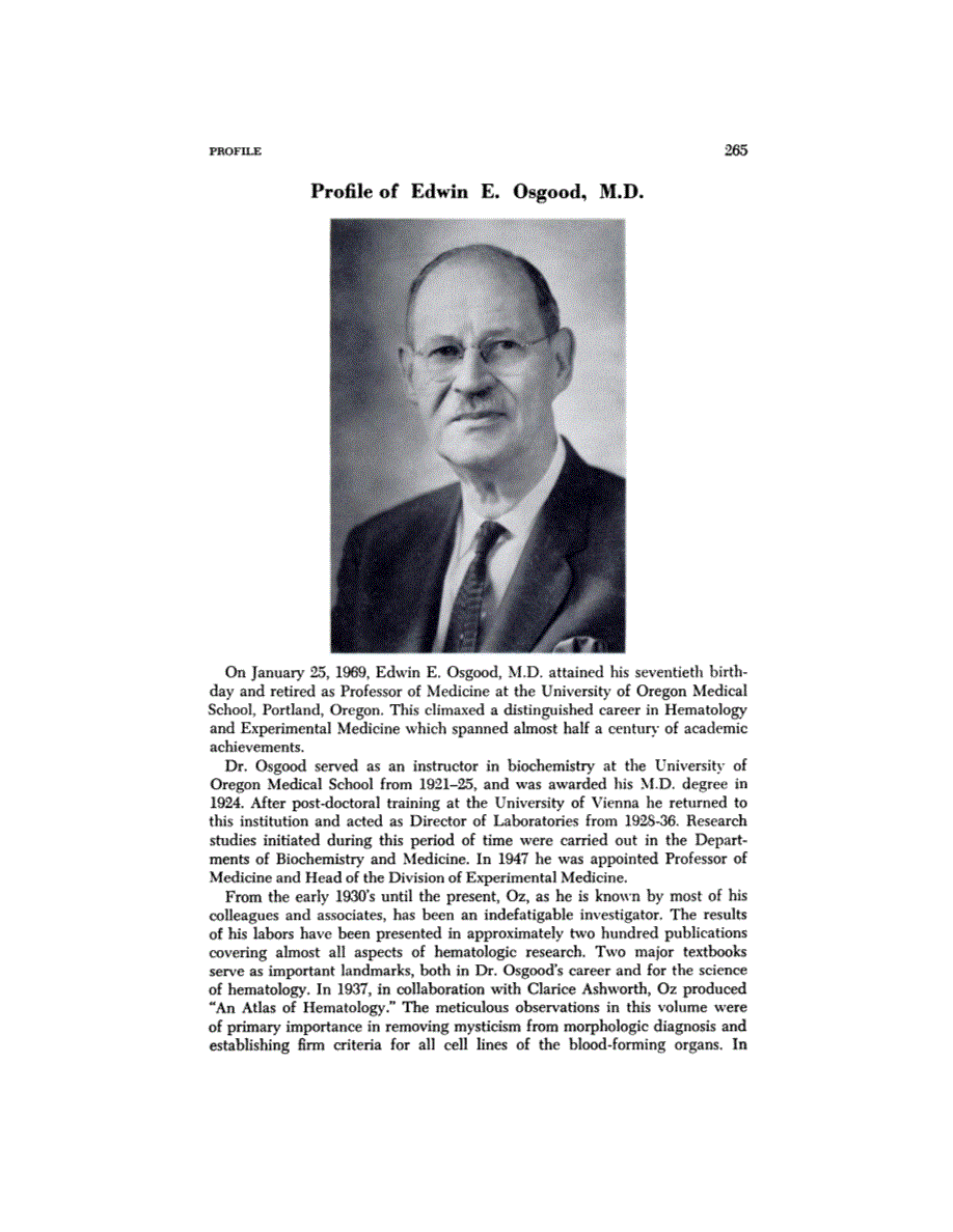 First page of Profile of Edwin E. Osgood, M.D
