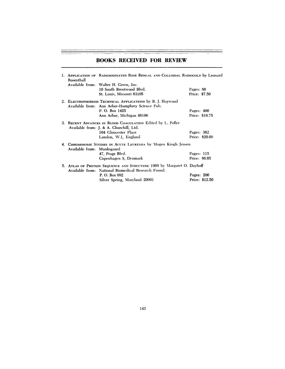 First page of BOOKS RECEIVED FOR REVIEW