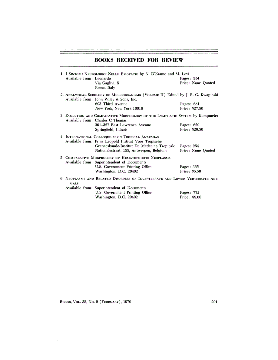 First page of BOOKS RECEIVED FOR REVIEW
