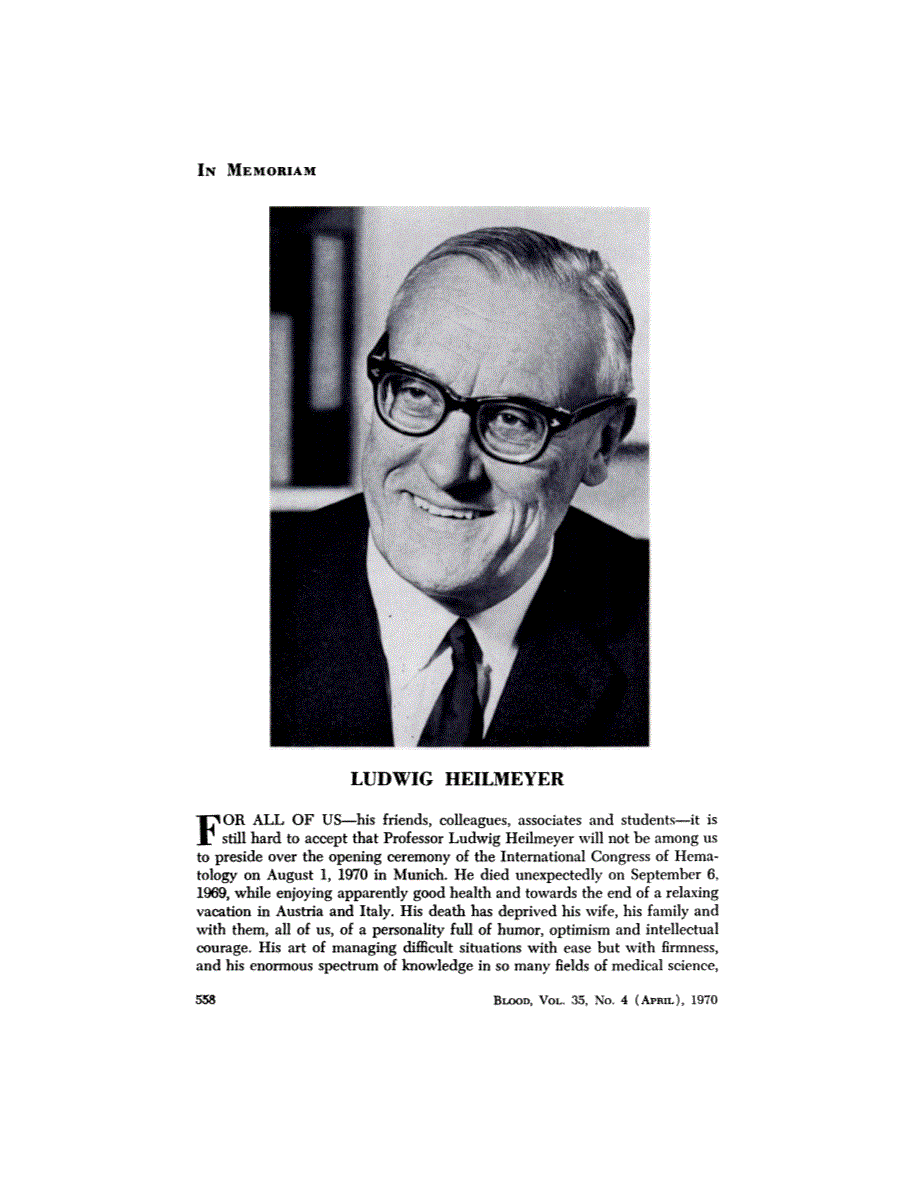 First page of In Memoriam: Ludwig Heilmeyer