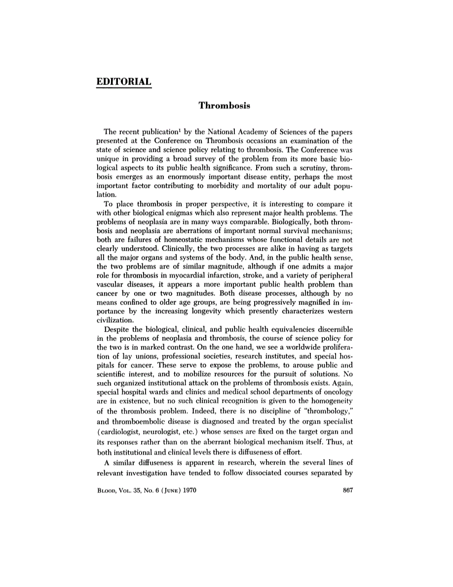 First page of Editorial: Thrombosis
