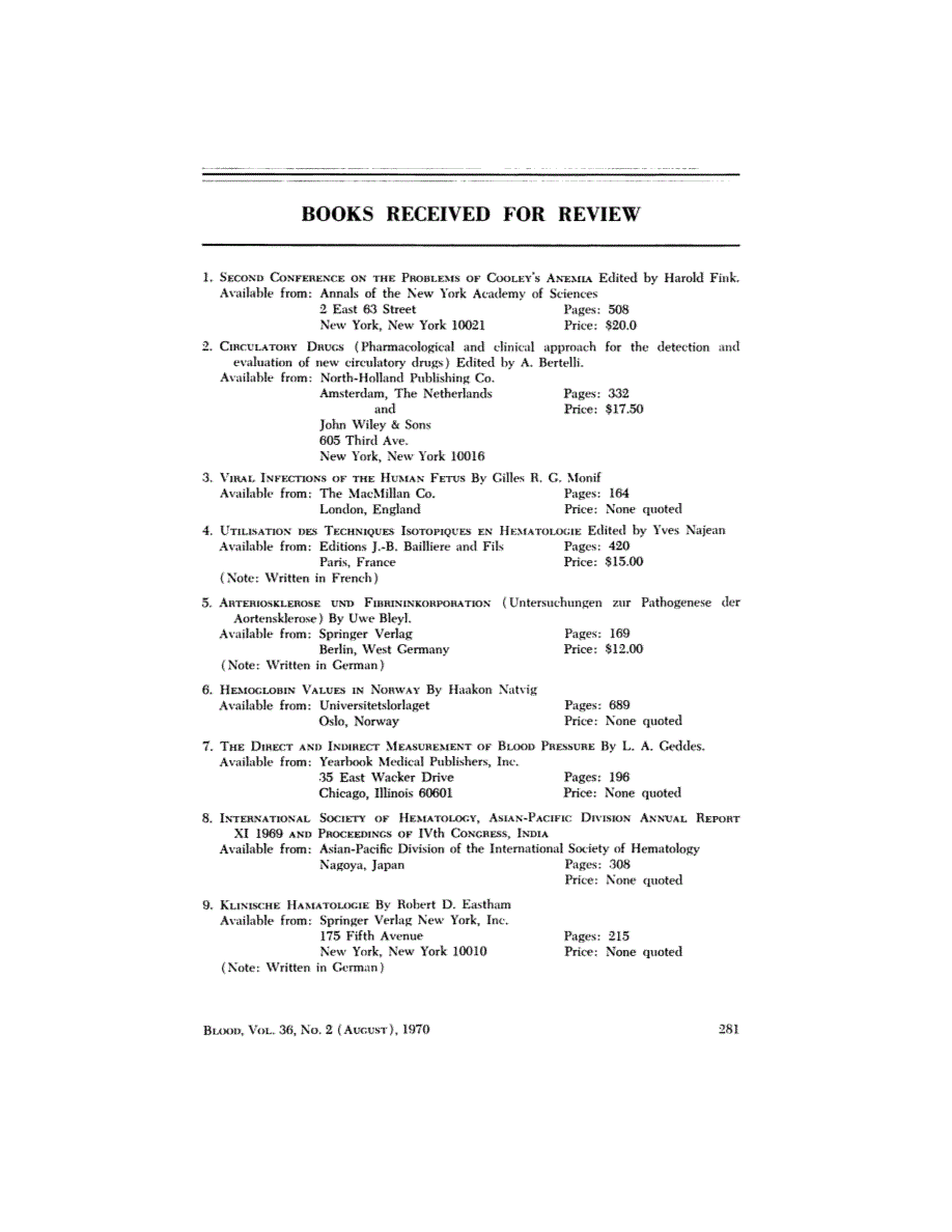First page of BOOKS RECEIVED FOR REVIEW