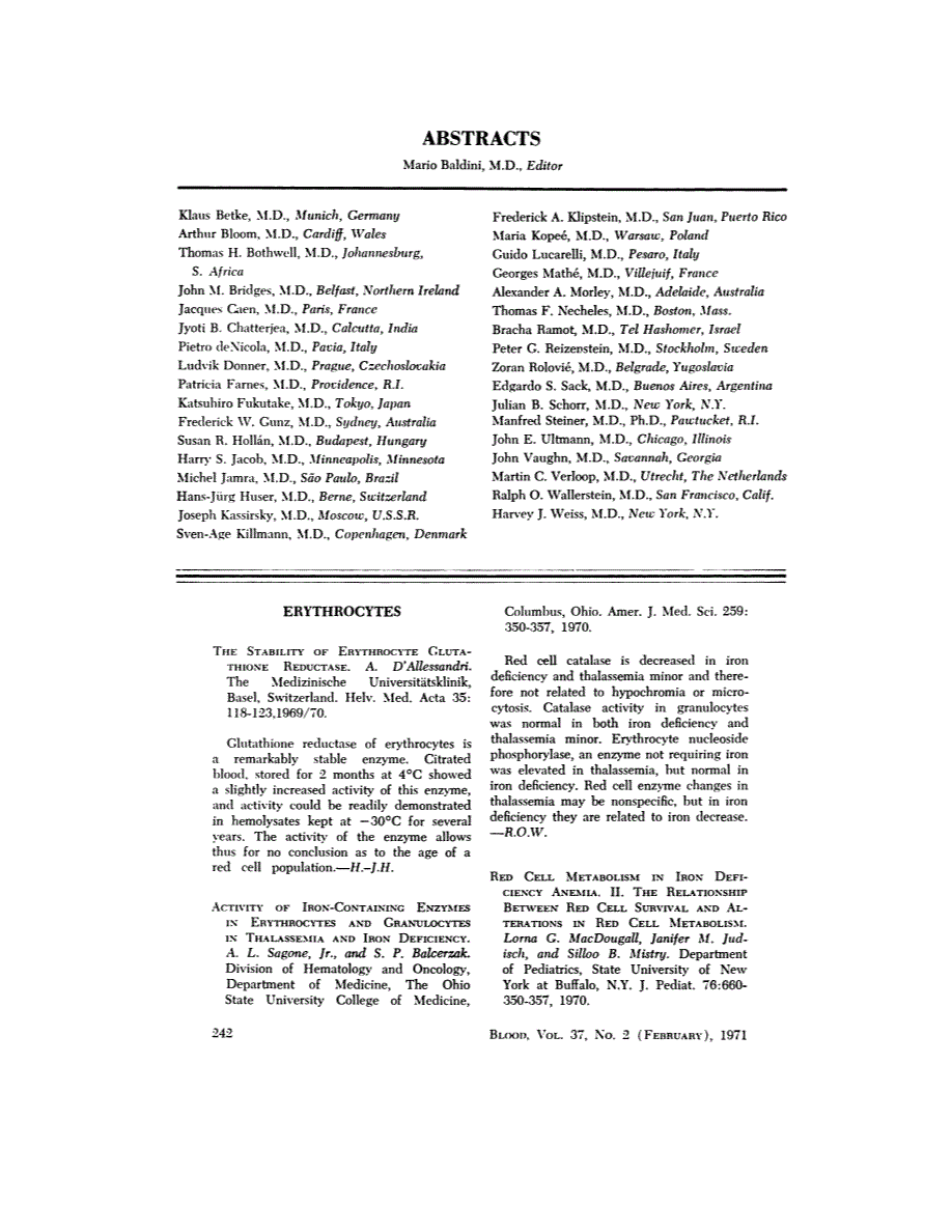 First page of ABSTRACTS