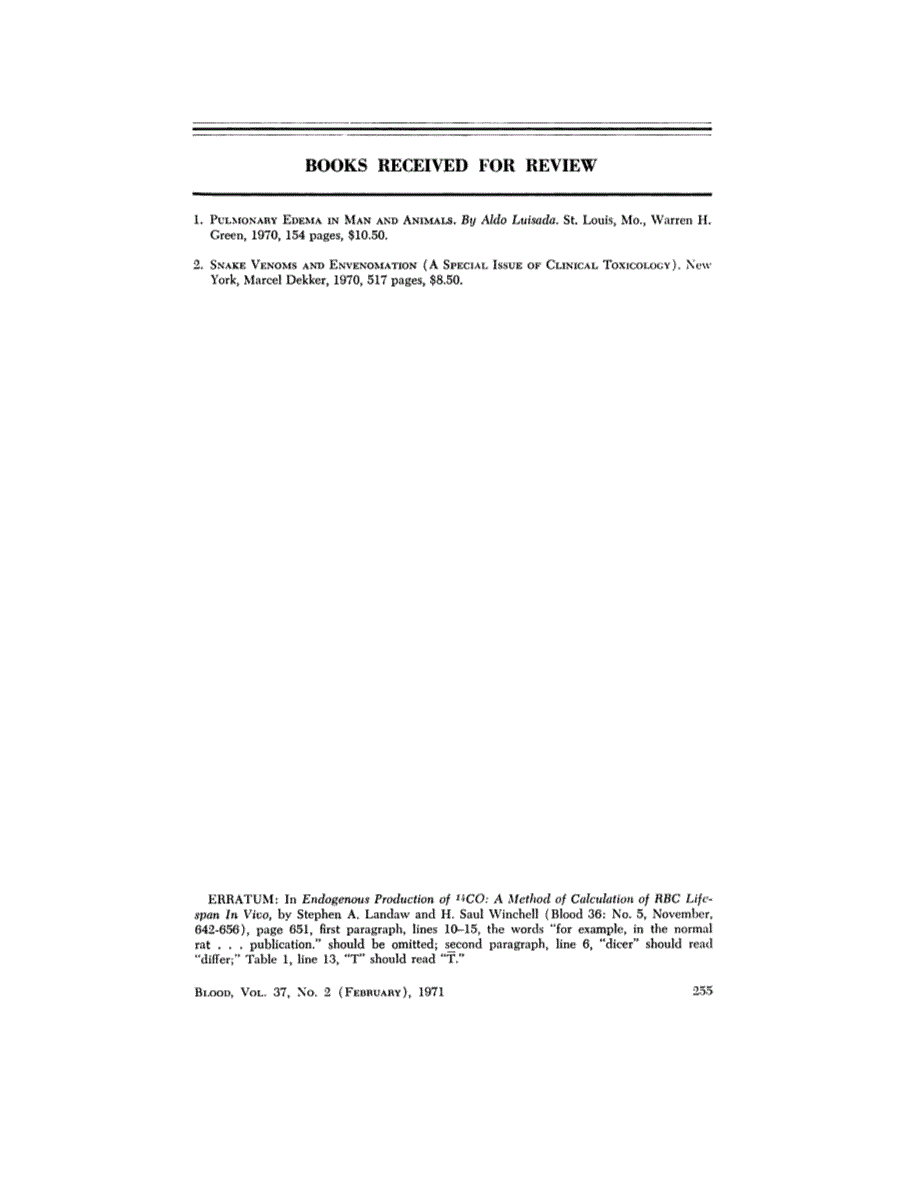 First page of BOOKS RECEIVED FOR REVIEW