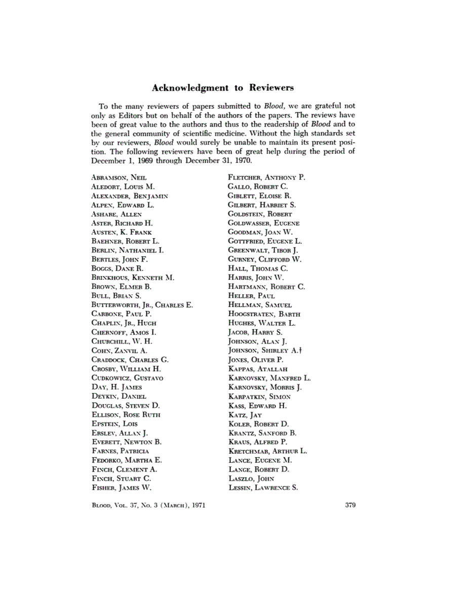 First page of Acknowledgment to Reviewers