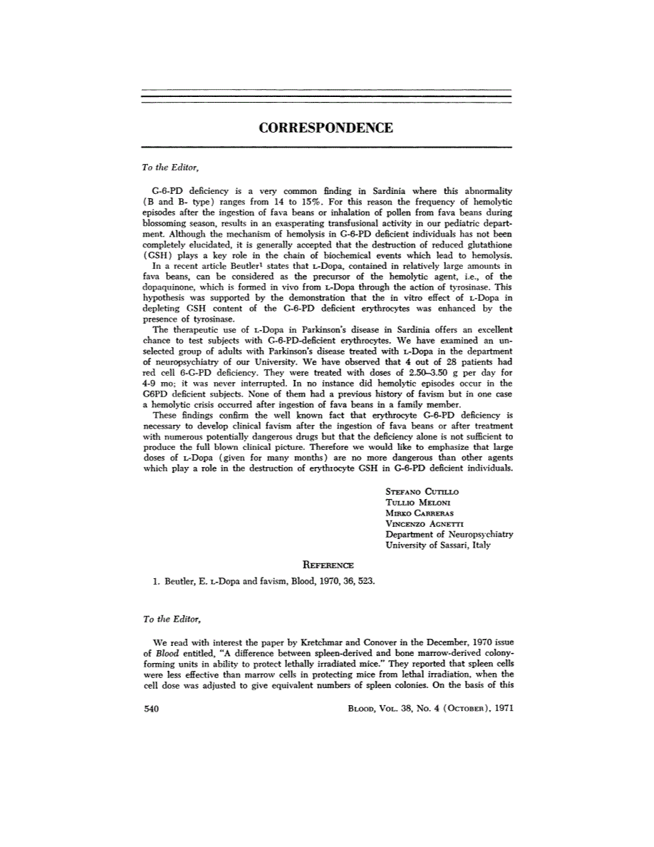 First page of CORRESPONDENCE