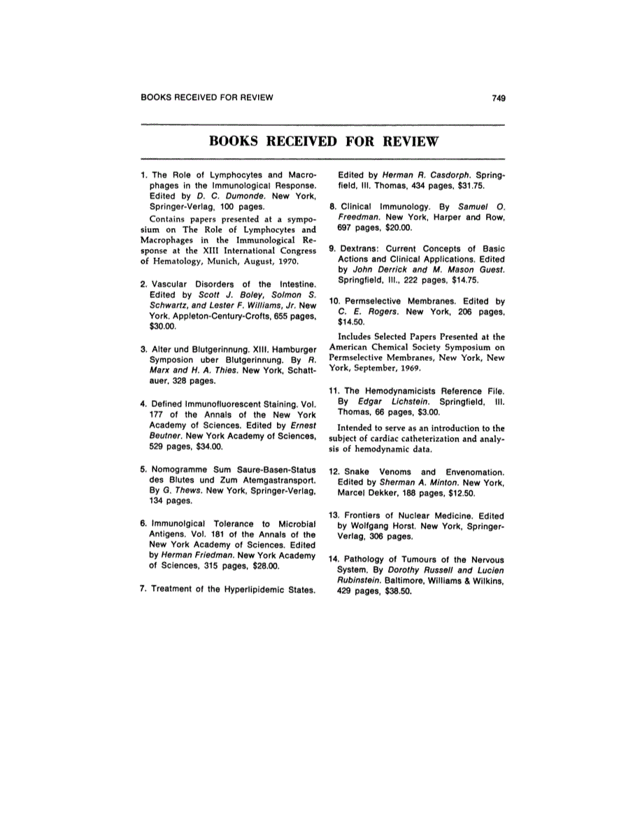 First page of BOOKS RECEIVED FOR REVIEW