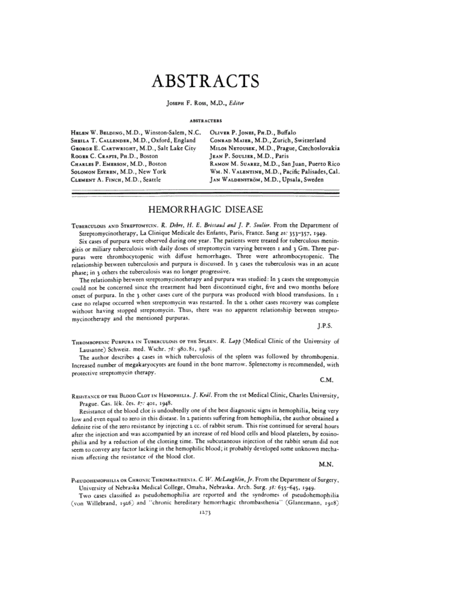 First page of ABSTRACTS