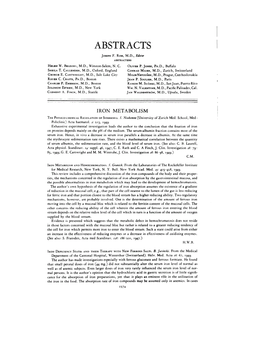 First page of ABSTRACTS