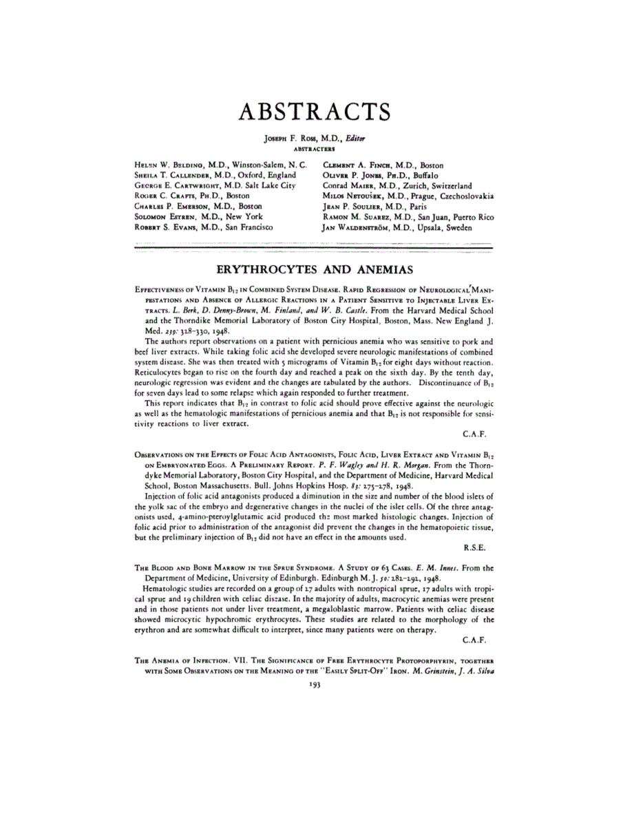 First page of ABSTRACTS