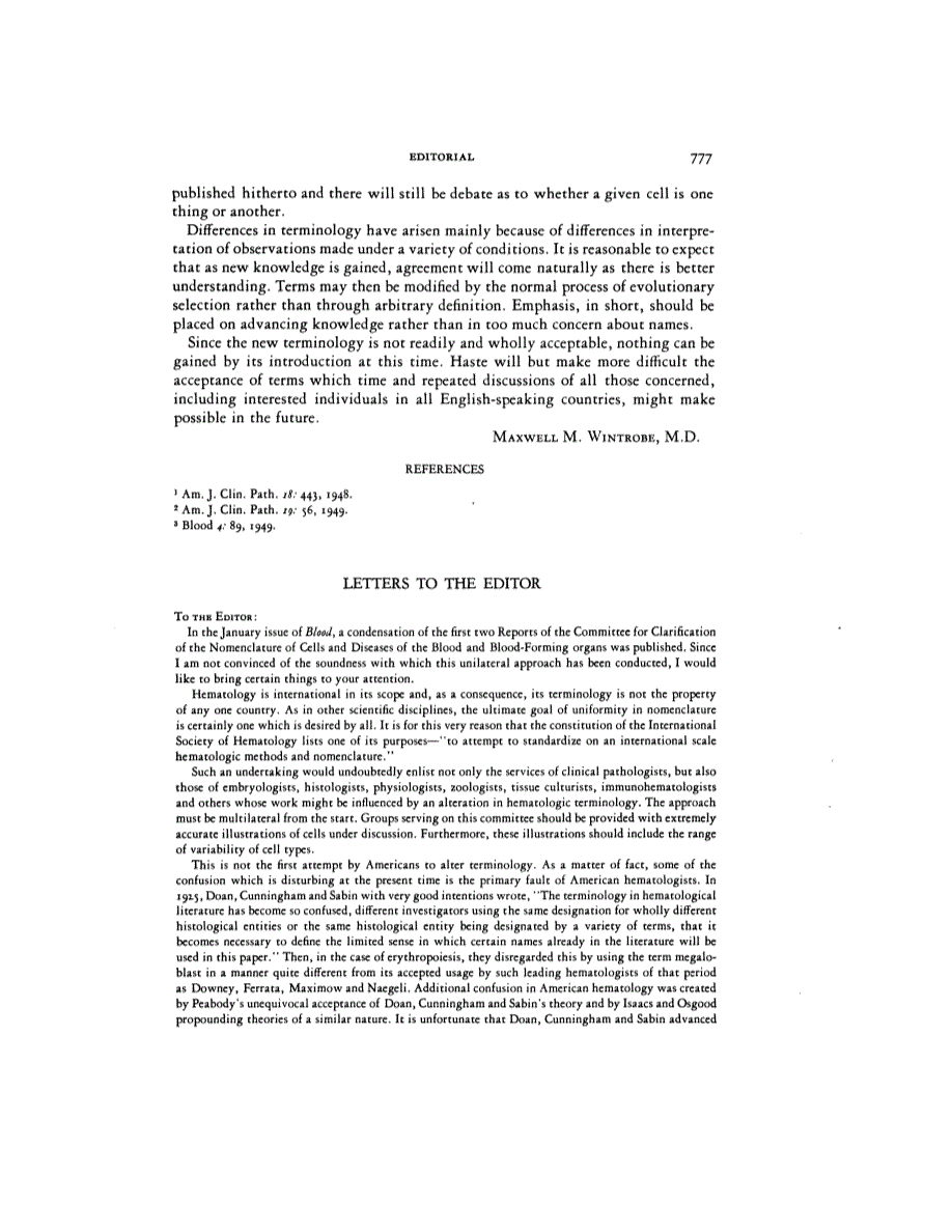 First page of LETTERS TO THE EDITOR