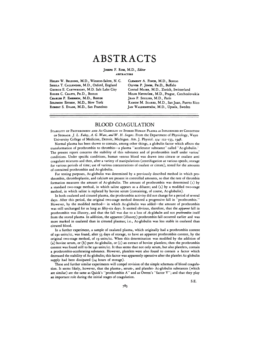 First page of ABSTRACTS