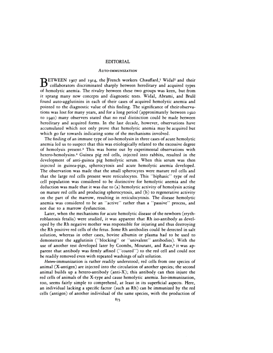 First page of EDITORIAL <subtitle>AUTO-IMMUNIZATION</subtitle>