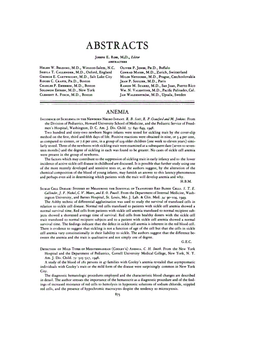First page of ABSTRACTS