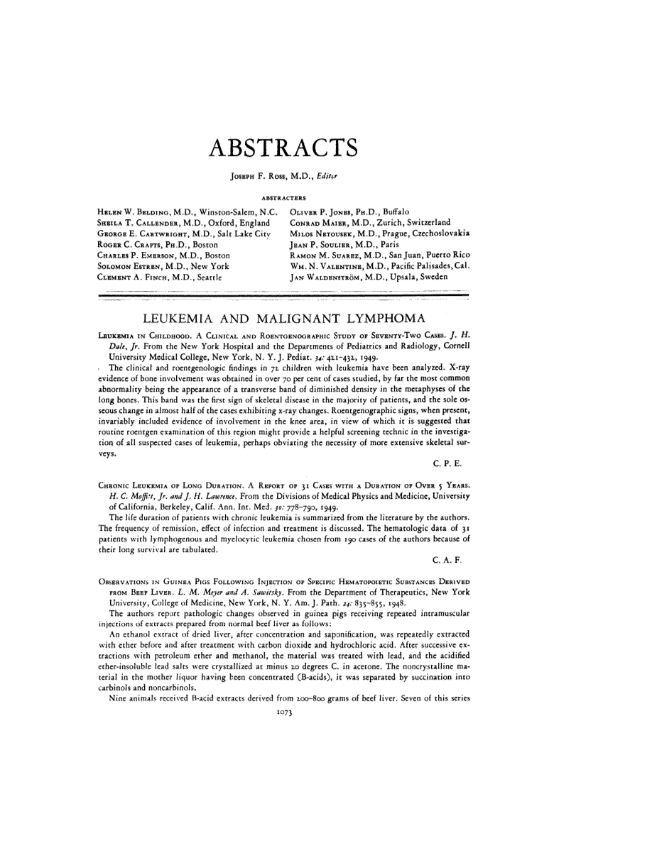 First page of ABSTRACTS