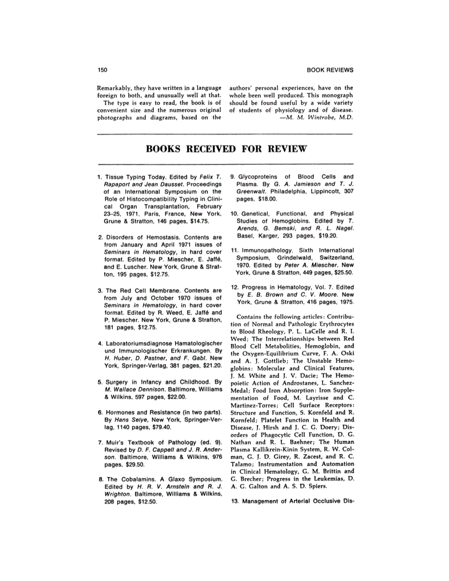 First page of BOOKS RECEIVED FOR REVIEW