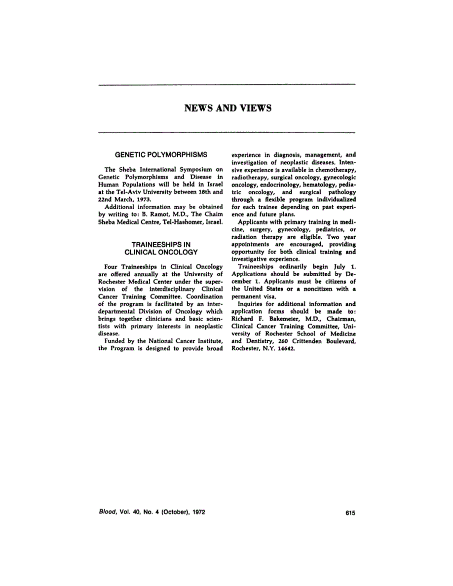 First page of NEWS AND VIEWS