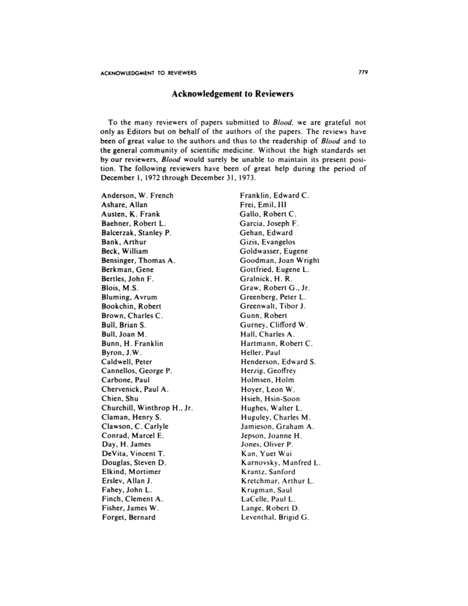 First page of Acknowledgment to Reviewers