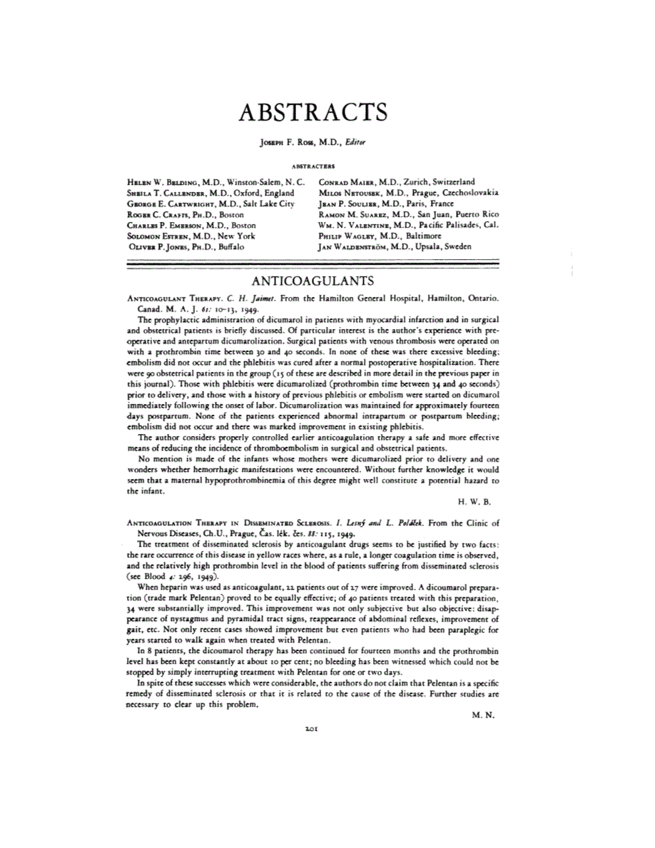 First page of ABSTRACTS