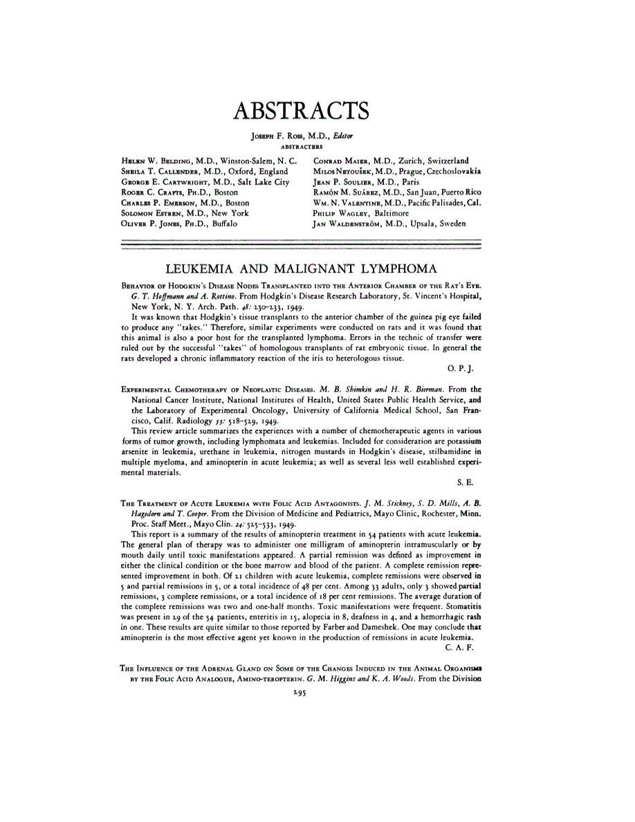 First page of ABSTRACTS