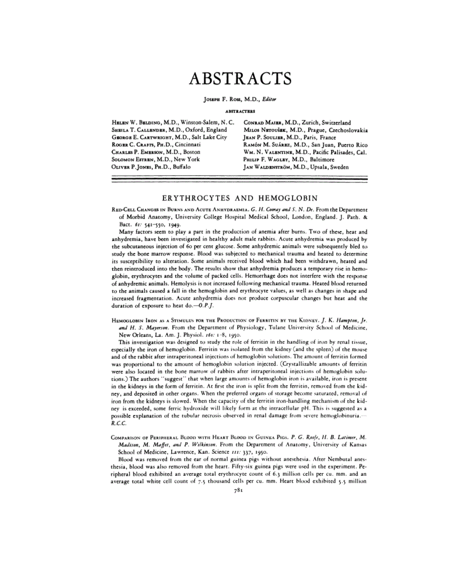 First page of ABSTRACTS