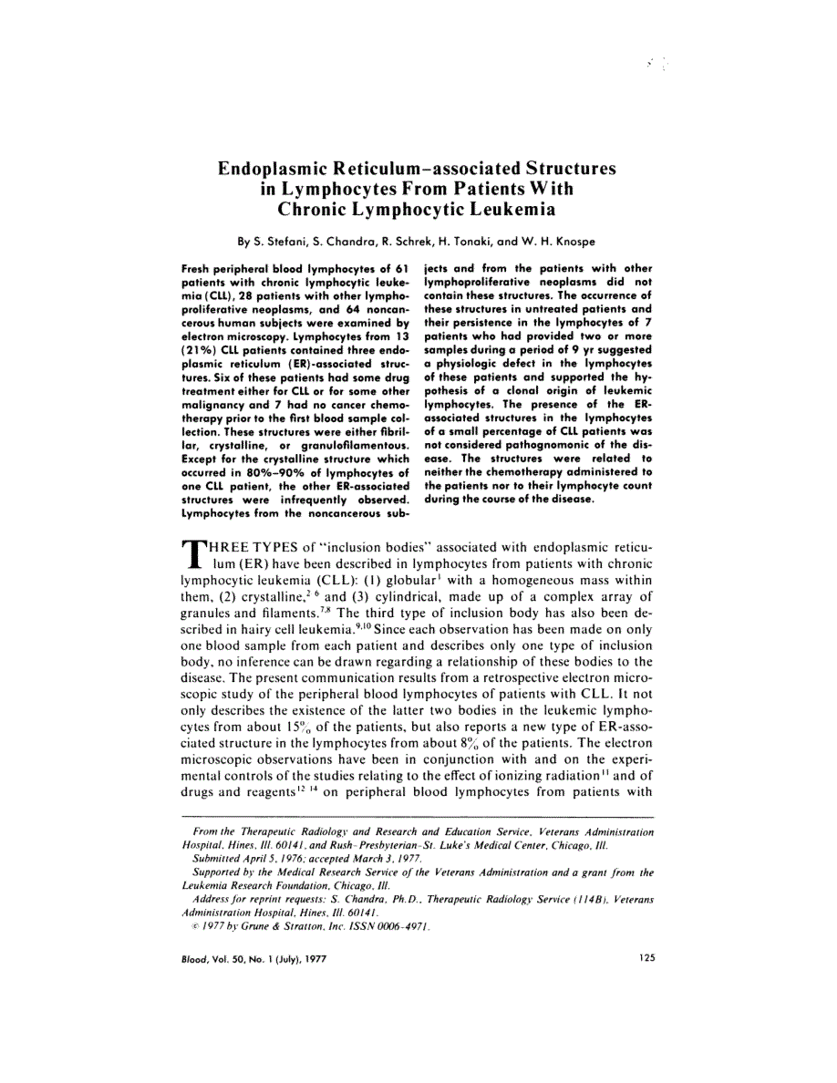 First page of Endoplasmic reticulum--associated structures in lymphocytes from patients with chronic lymphocytic leukemia