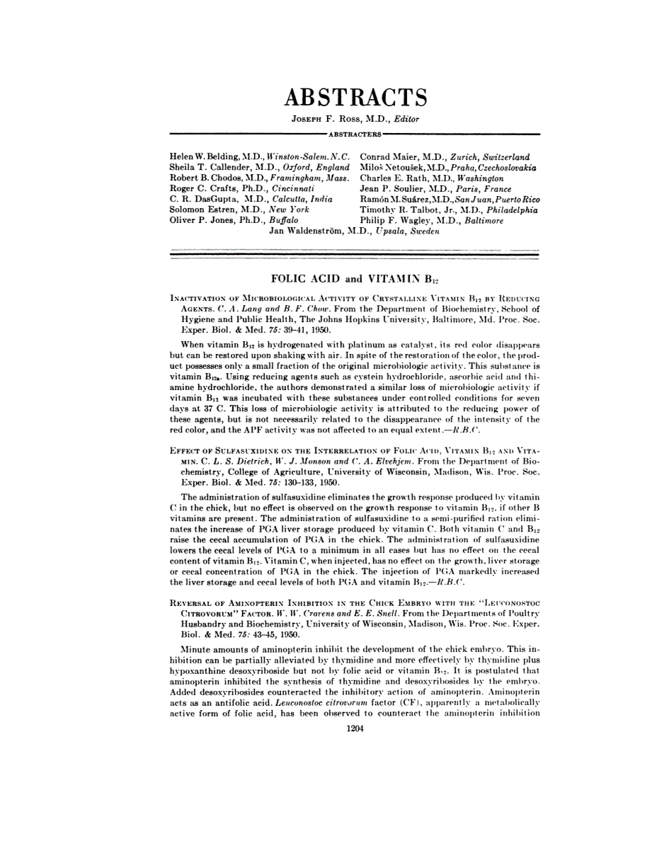First page of ABSTRACTS