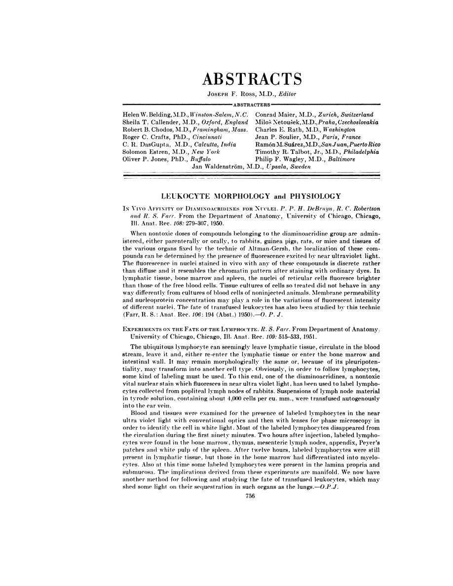 First page of ABSTRACTS