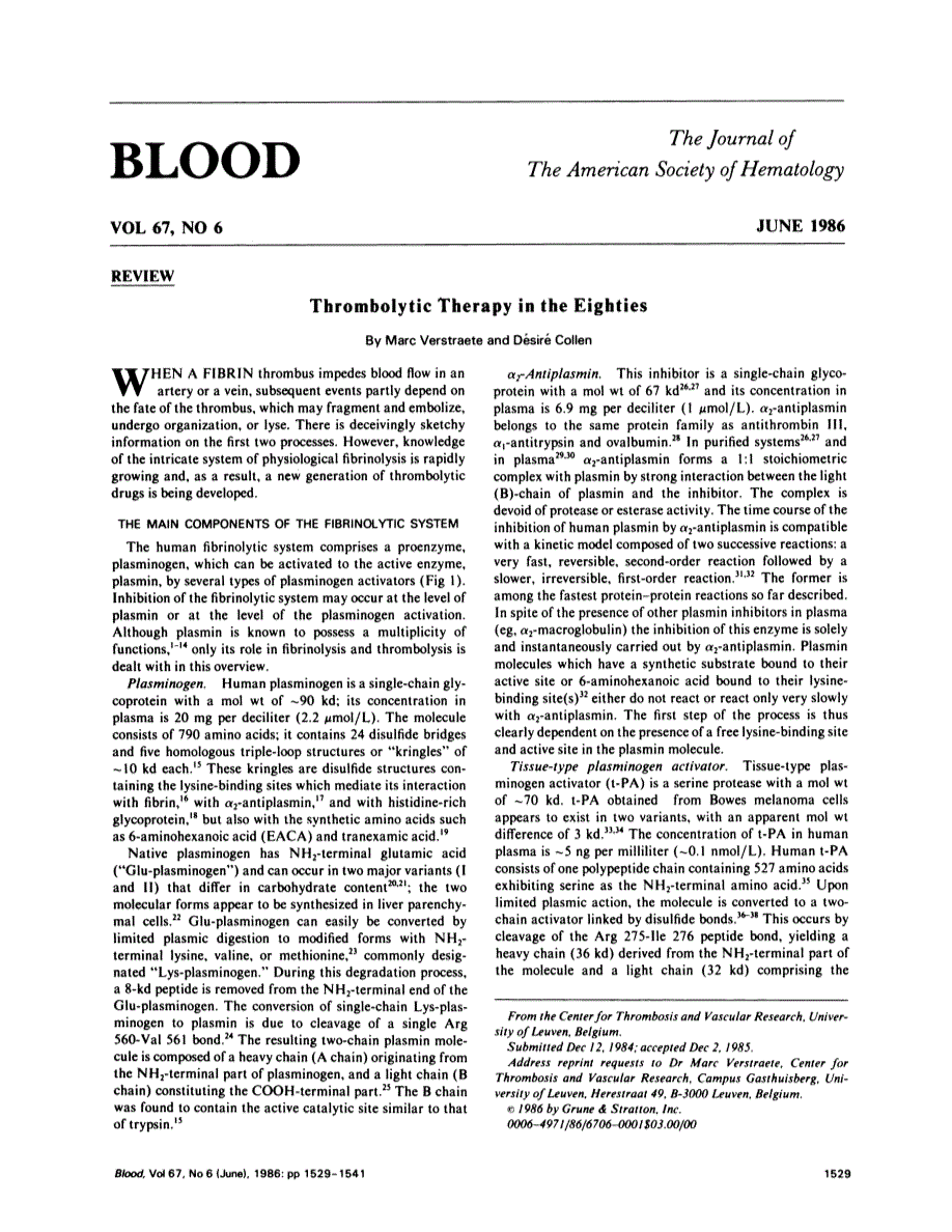 First page of Thrombolytic therapy in the eighties
