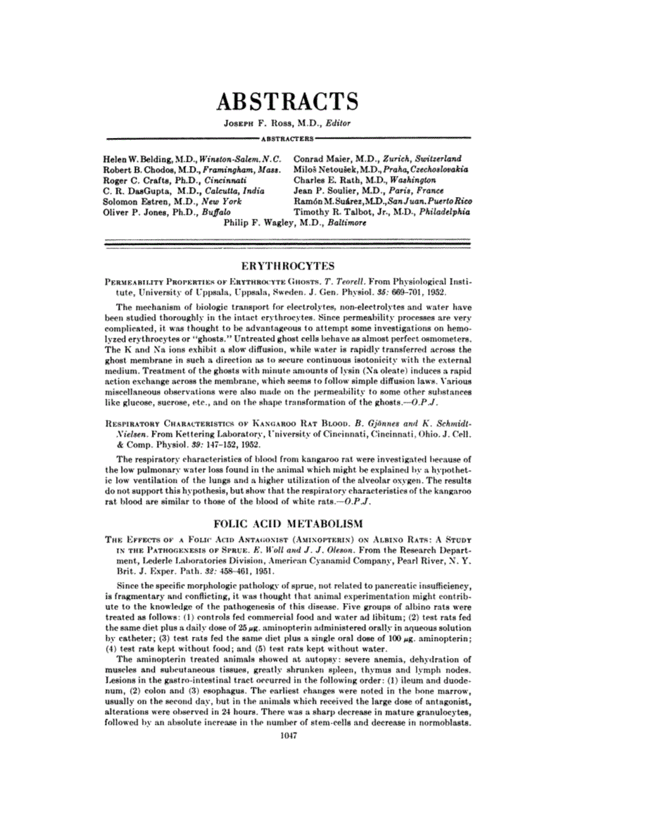 First page of ABSTRACTS